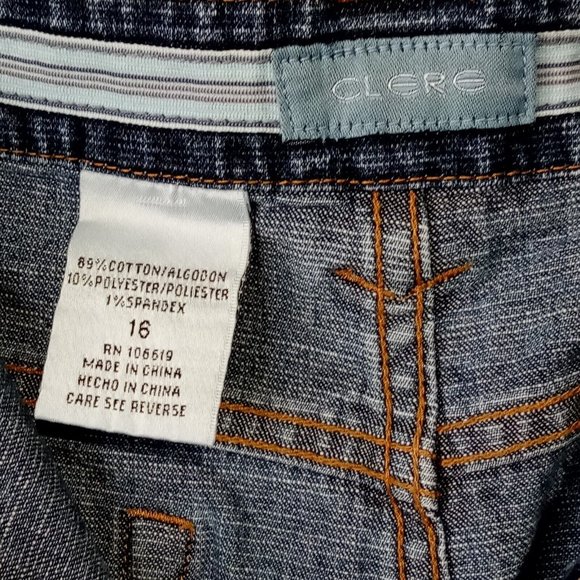 Clere Jeans Wm's 16 Straight Leg Bootcut Cotton Blend Stretch Med-Dk wash VGC - Picture 6 of 9